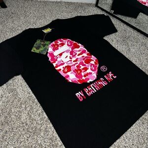 Bape Black Tee with Pink Camo Graphic